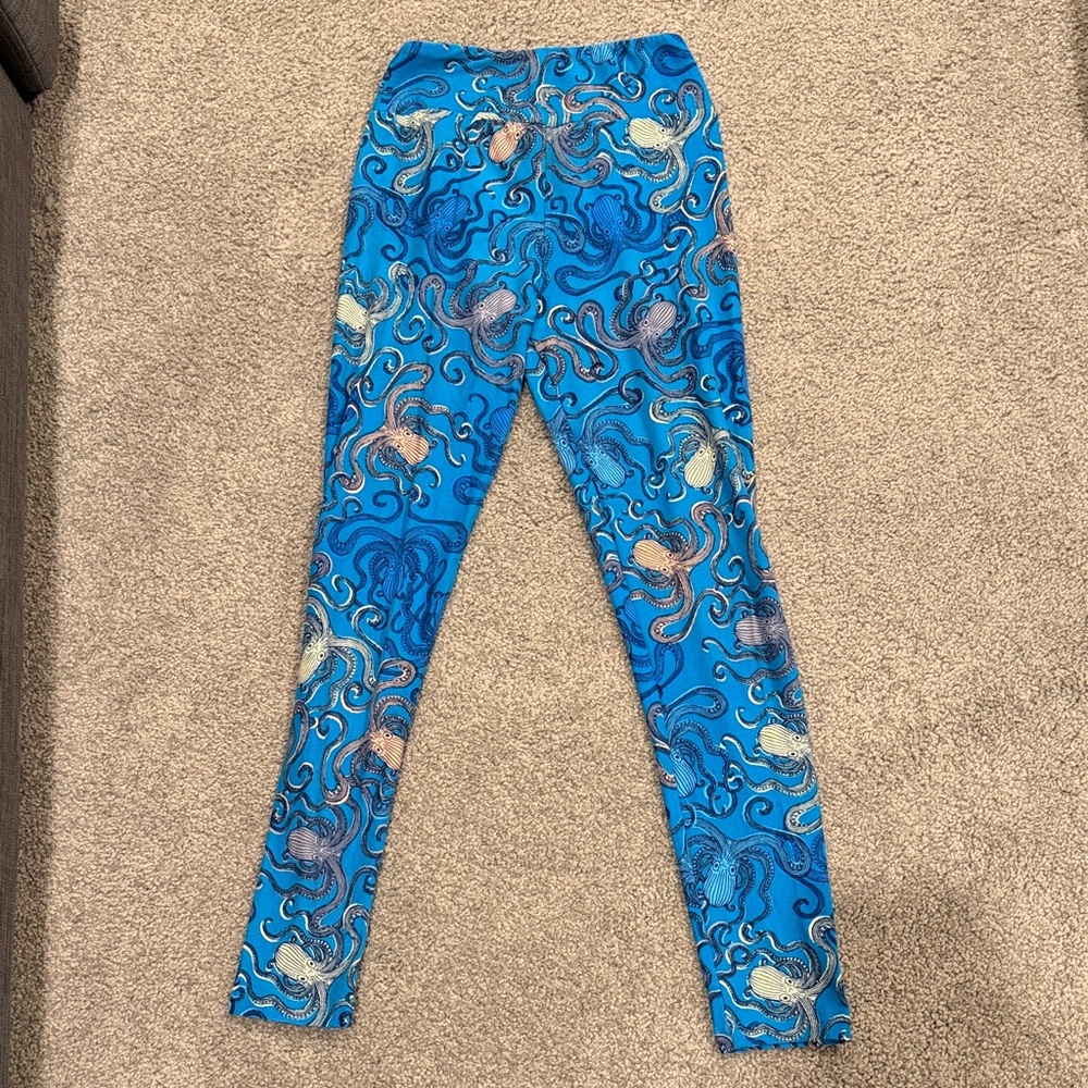 LuLaRoe Kids Leggings - Blue with Multicolor Swirls